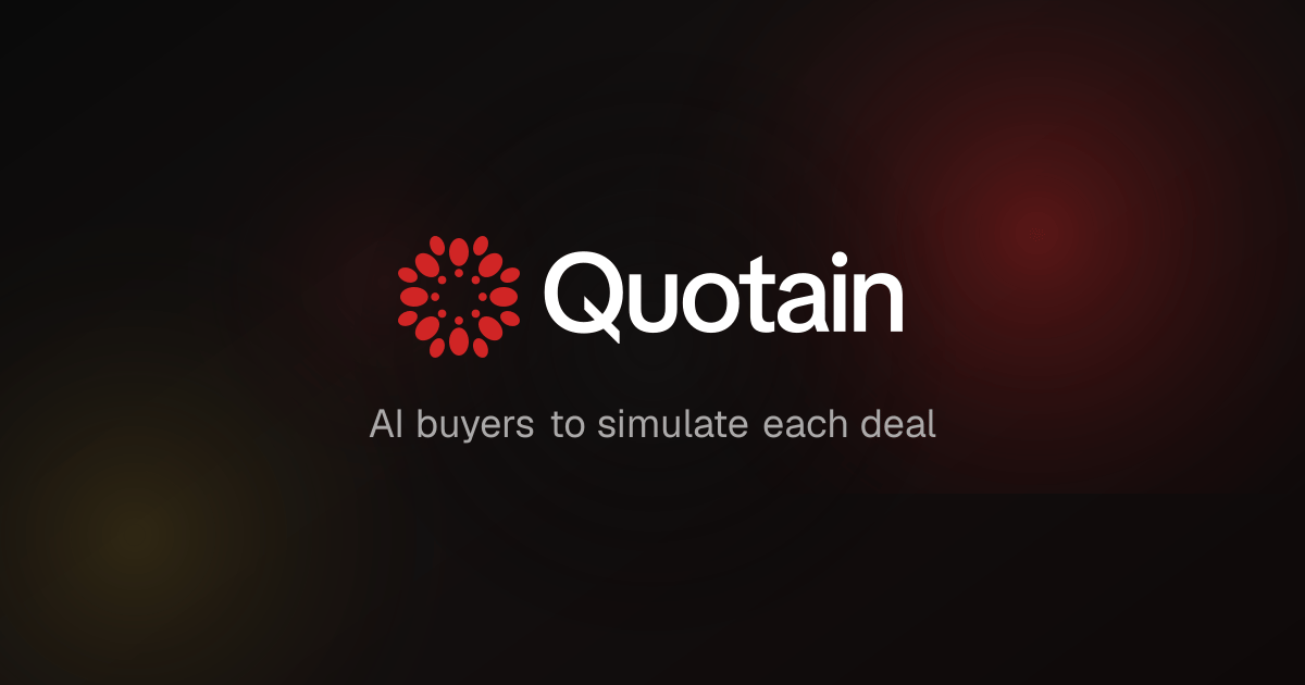 Quotain’s official banner: AI buyers to simulate each deal