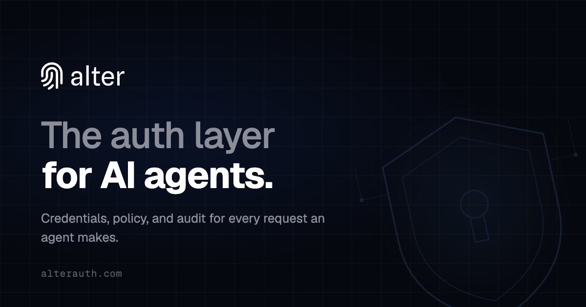Alter’s official cover: the auth layer for AI agents
