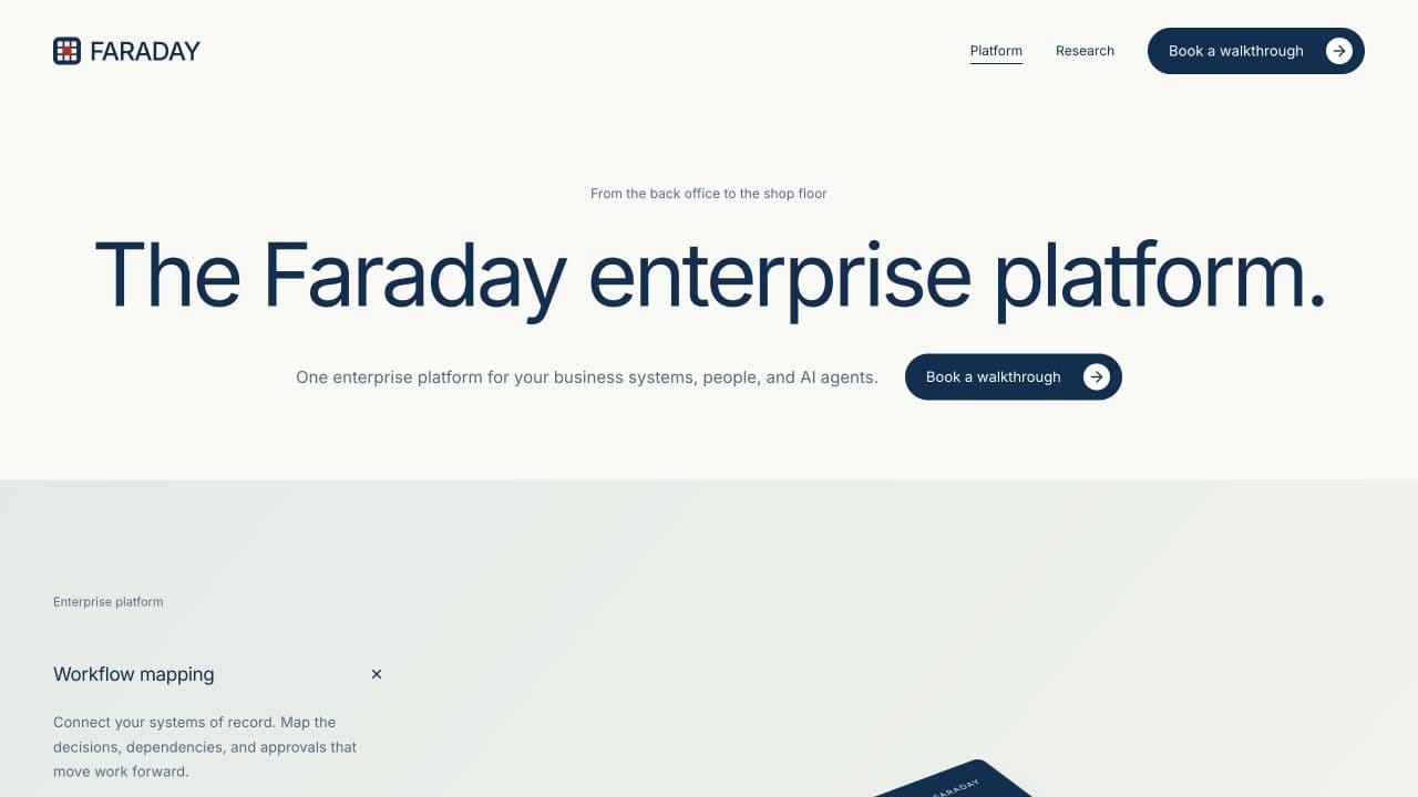 Faraday’s publicly presented platform for coordinating industrial workflows
