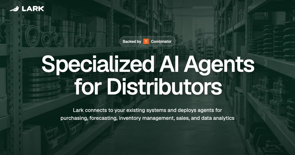 Lark’s official cover introducing specialized AI agents for distributors
