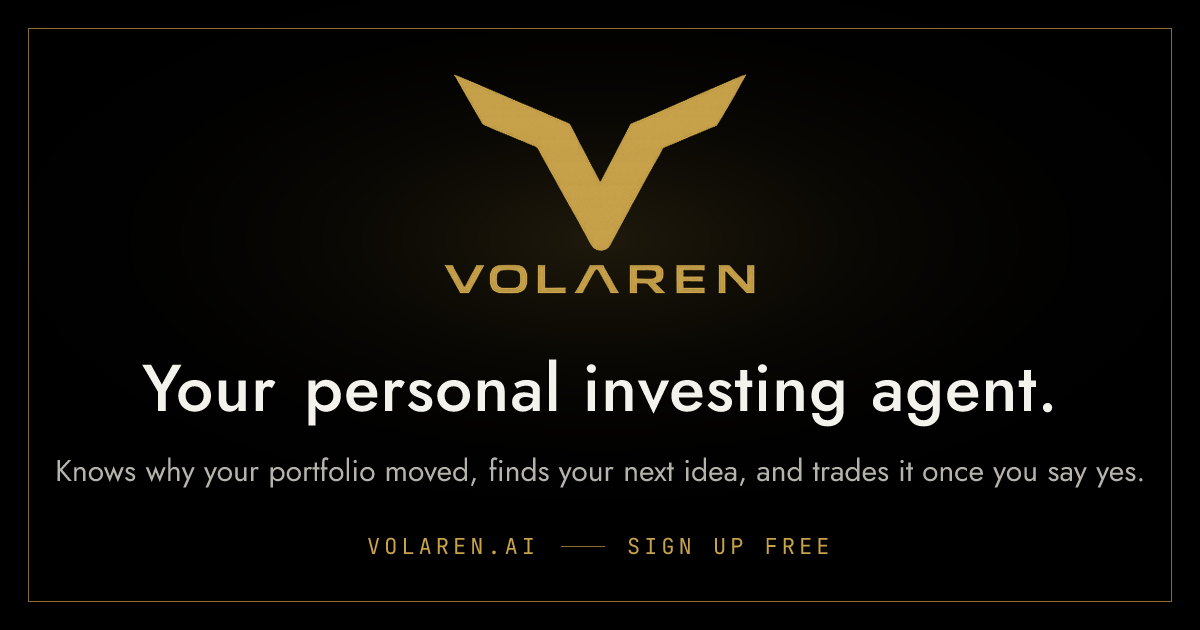 Volaren’s official personal investing agent banner.